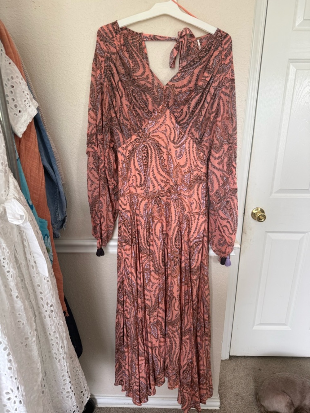 Free People Mirage Boho Printed Maxi Dress in Orange Maxikjole size 10 - Picture 2 of 16